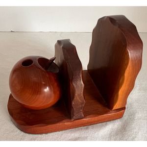 Wood Desk Organizer Apple‎ Pencil Holder Bookend Office